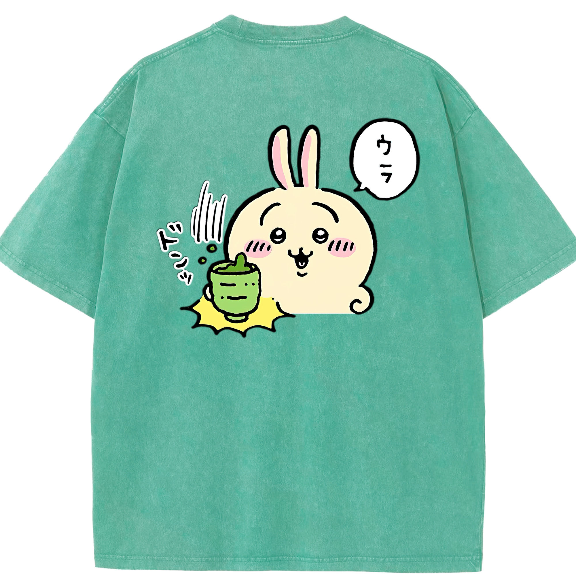（画像用） ちいかわ うさぎ Chii-kawa usagi 綿100% ヴィンテージ風 半袖Tシャツ（背面プリント）